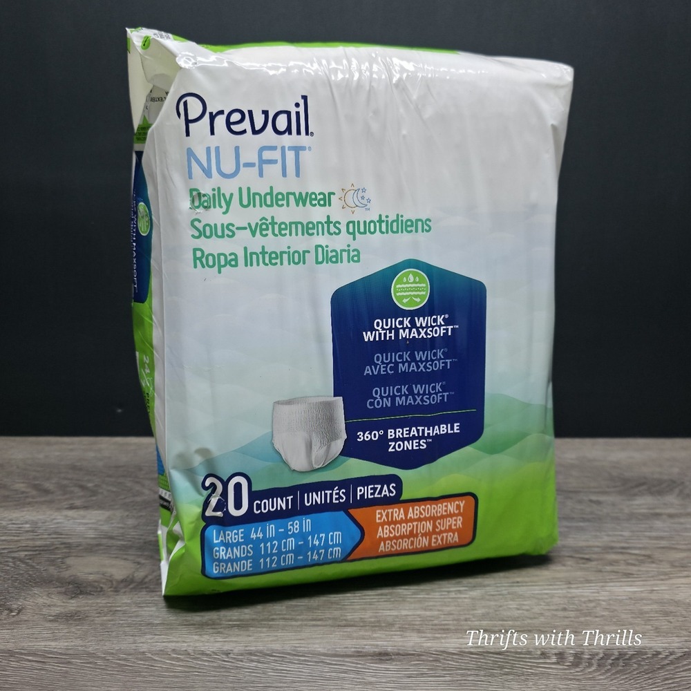 Prevail Nu-Fit - Adult Daily Underwear - Unisex - Size Large - Pack of 20 - New - Picture 4 of 8